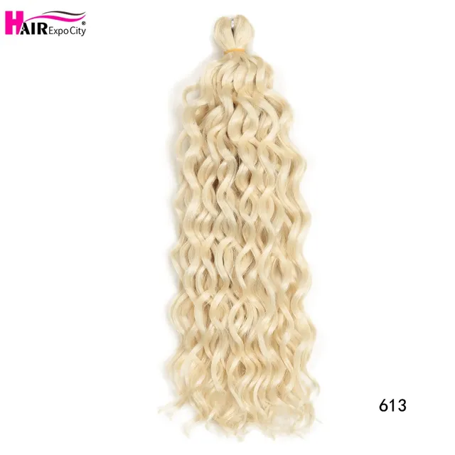 18-24 Inch Ocean Wave Crochet Braid Hair Hawaii Afro Curls Natural Synthetic Braiding Hair Extensions Pink 613 Hair Expo City #613