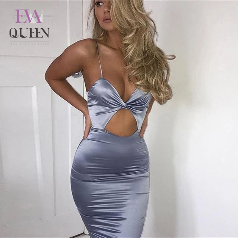 Женское платье без рукавов EvaQueen белое вечернее с v-образным вырезом на Рождество |