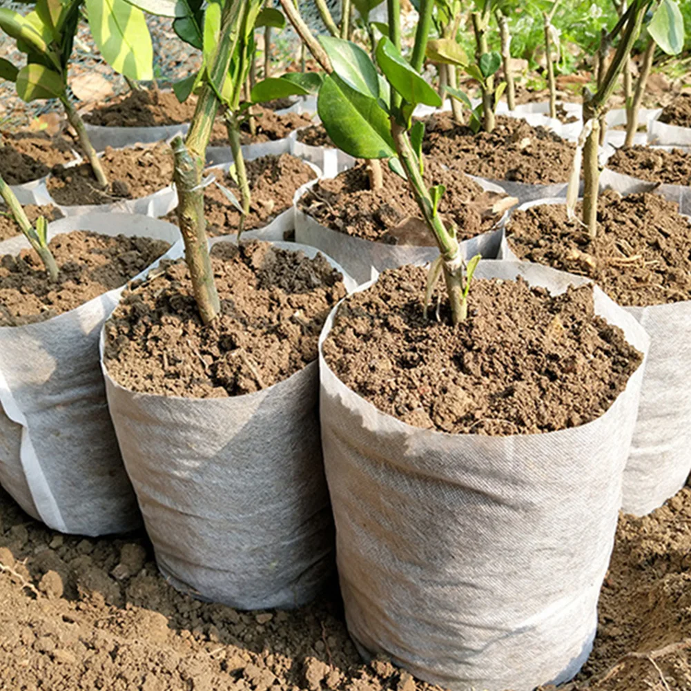 

100Pcs Different Sizes Biodegradable Non-woven Seedling Pots Eco-Friendly Planting Bags Nursery Bag Plant Grow Bags Fabric Pouch