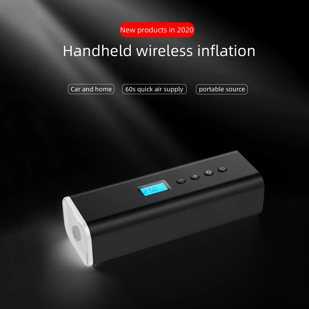 

Car Air Pump Electric Tyre Inflator Cordless Portable Multifunctional Air Compressor with Emergency Light USB Rechargeable