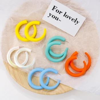 

Lifefontier Korean Colorful Acrylic Irregular Hollow Geometric Drop Earrings For Women Fashion Summer Unique Design Jewelry Gift