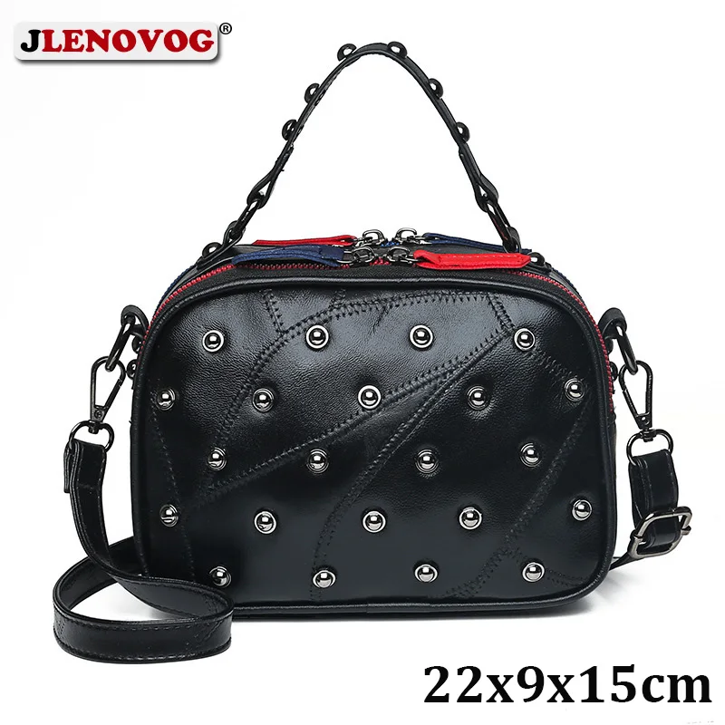 

Designer Bags for Women Black Leather Small Crossbody Bag Female Punk Rock Rivets Handbags Purse Sheepskin Leather Shoulder Bags