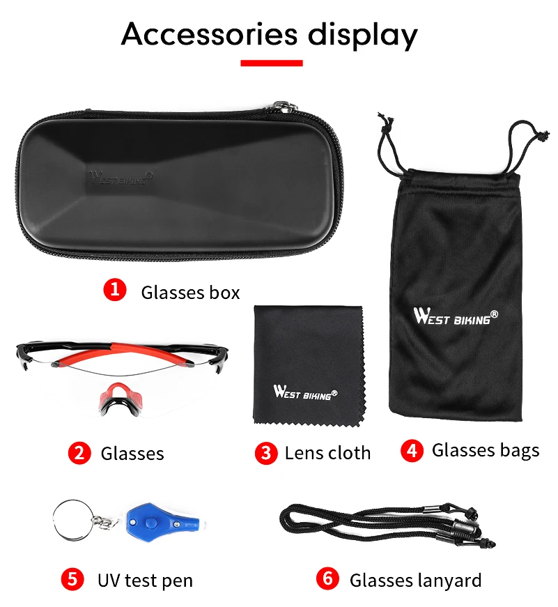 WEST BIKING Photochromic Cycling Bicycle Glasses for Men UV 400 Bike Eyewear Outdoor Sports MTB Bicycle Bike Sunglasses Goggles