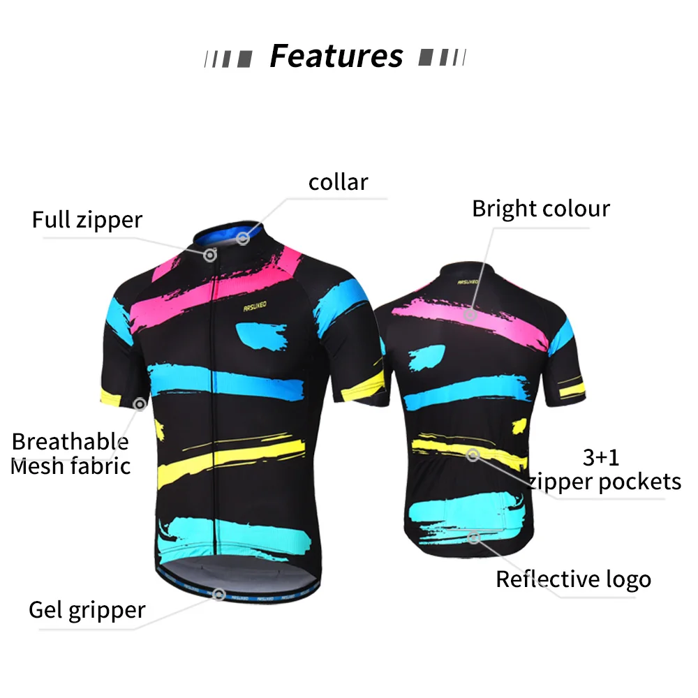 Мужская одежда для велоспорта ARSUXEO, комплекты для велоспорта с короткими рукавами, форма для горного велосипеда, велосипедная рубашка, шорты с подкладкой, сухая одежда для велоспорта Z8