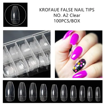 

KROFAUE Half Cover Ballerina False Nail Tips 100Pcs Packaging Box Artificial Acrylic Fake Nail Art Decoration DIY Manicure Tools