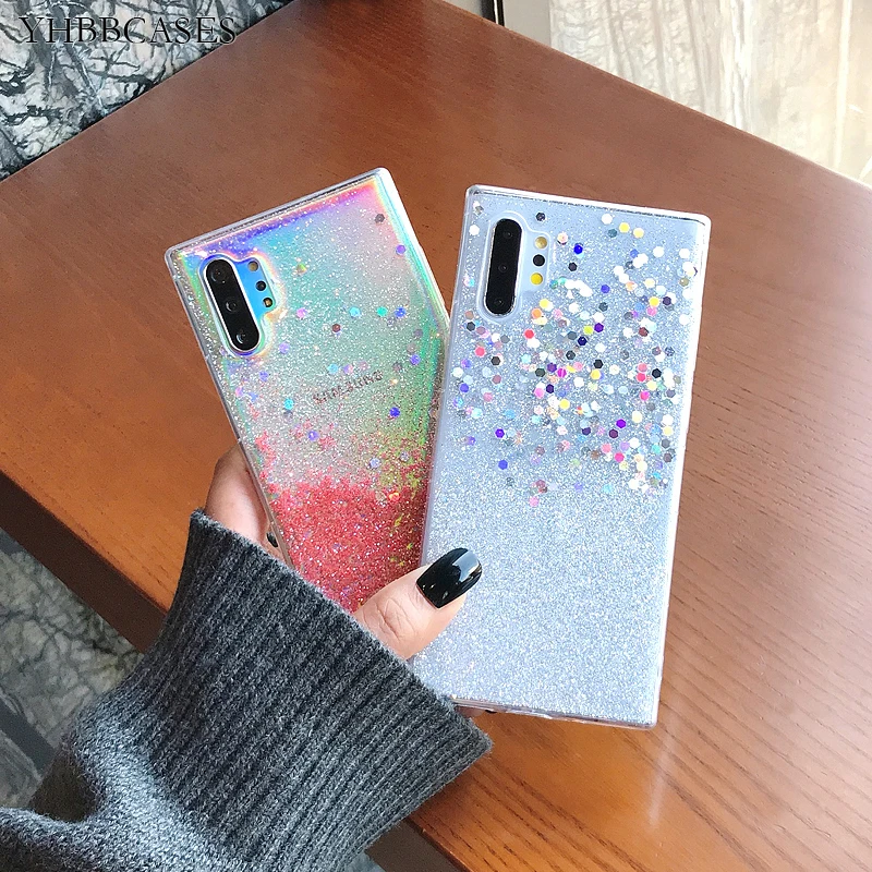 Чехлы YHBBCASES для Samsung Galaxy S20 S10 Plus прозрачные мягкие чехлы с лазерными блестками Note 10
