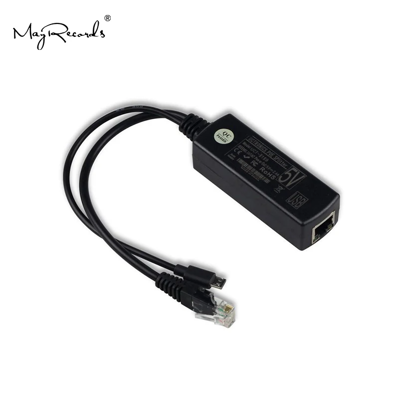 Популярный PoE сплиттер питания через Ethernet 48V до 5V 2.4A Micro USB адаптер 12W