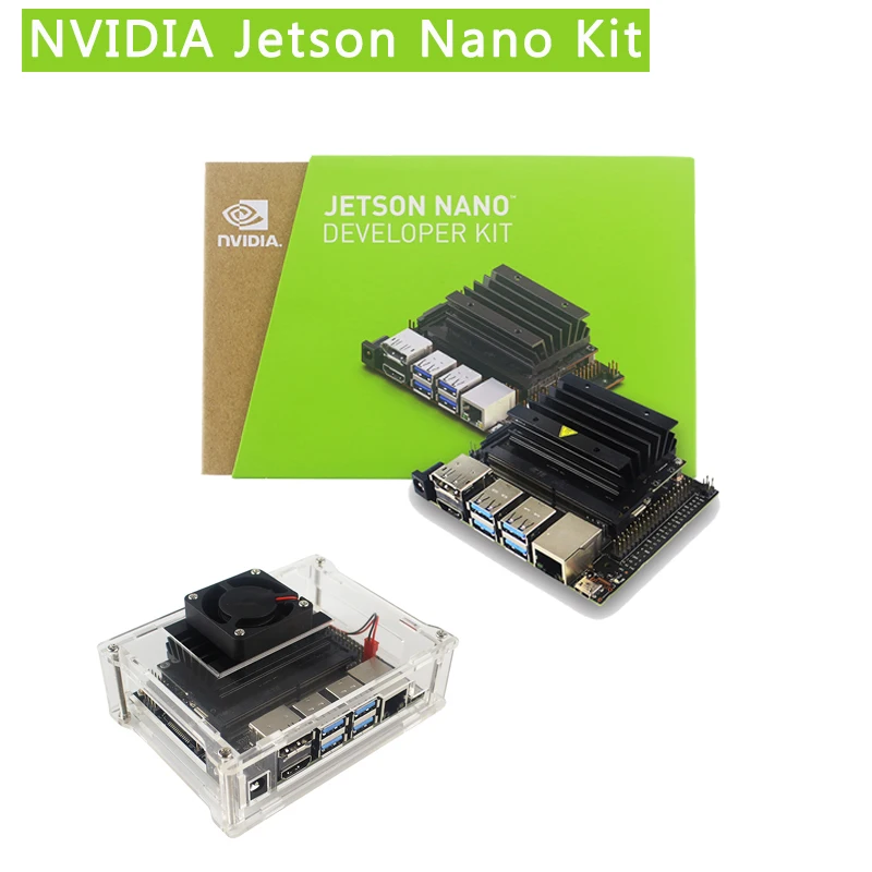 NVIDIA Jetson Nano Developer Kit Cortex-A57 1.43Ghz 128-core Maxwell GPU Acrylic Case Fan Power A