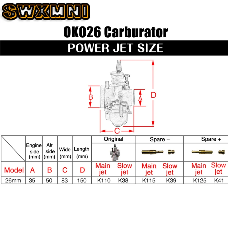 Карбюратор PWK26 26 мм Carb для OKO KOSO OEM для 125cc 150cc 200cc ATV Quad Buggy Honda KTM