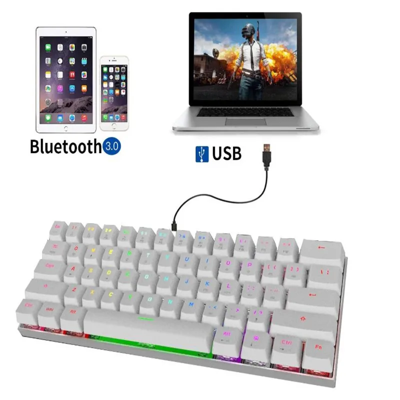 Motospeed CK62 Беспроводная Bluetooth Механическая портативная игровая клавиатура 61