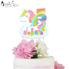 Радуга Единорог тематические праздничные бумажные торт Топпер Беби Шауэр Детский праздник день рождения украшения поставки на заказ торт Топпер