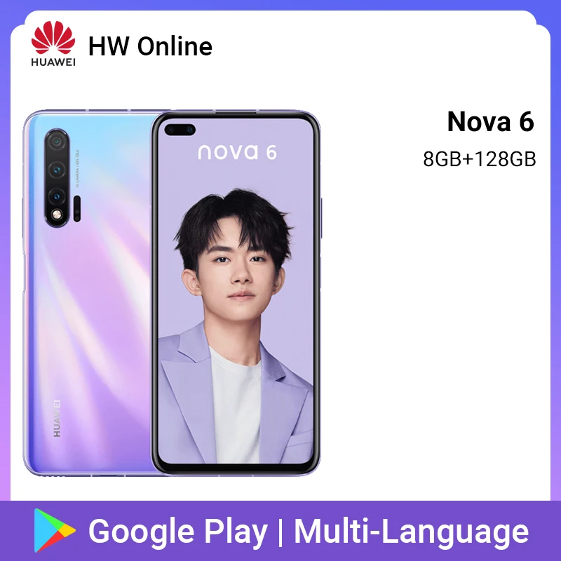 Huawei Nova 6 8GB 128GB смартфон 40MP AI камера s мобильный телефон 32MP фронтальная камера 6,57 