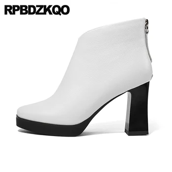

brand booties ankle pointed toe boots designer shoes women luxury 2019 high heel short autumn fall size 4 chunky white winter