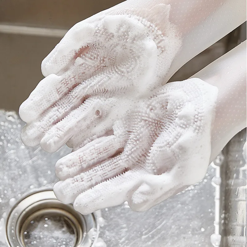 1 Pair Of Kitchen Cleaning Magic Silicone Gloves Household Multifunctional Hand Scrubbing Tool 2PC