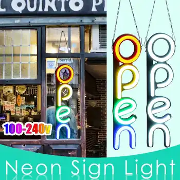 

White/Colorful OPEN Neon Sign Light LED Wall Light Visual Artwork Bar Lamp Home Room Shop Decoration Commercial Lighting