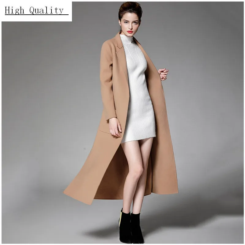 

Fashion Jackets Woman Winter Double-faced Cashmere Coats 2020 Office Ladies Elegant Long Wool Coat Spring-autumn LWL508