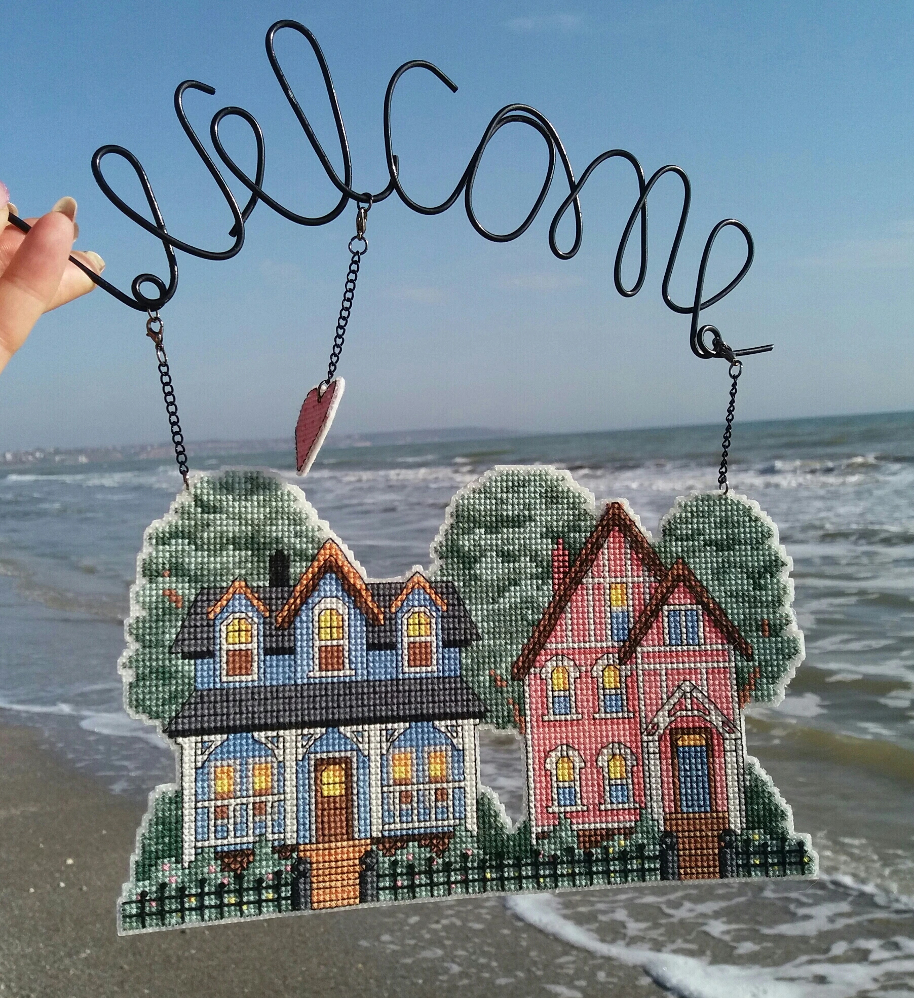 Plastic Cross Stitch Home Decoration Landscape Welcome COUNTED CROSS STITCH BANNER KIT 14 Count Embroidery Sets