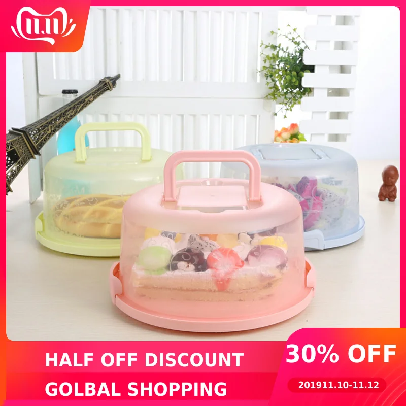 Round Cake Storage Box Carrier Handle Pastry Storage Holder Dessert