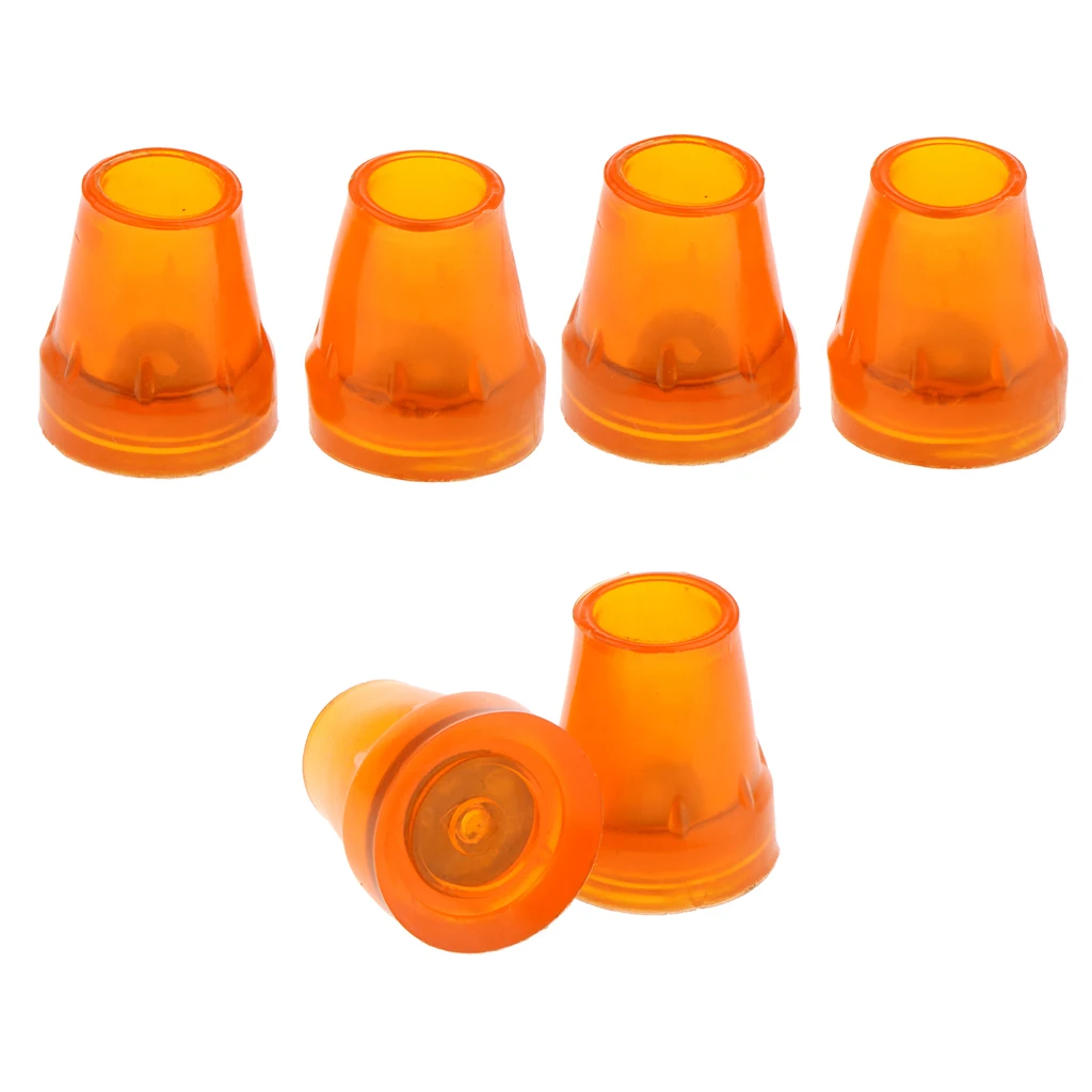 6pcs Orange High Quality Rubber Tip for Adult Elderly Foldable Cane Walking Stick Crutch Chair 7/8 Inches 22mm