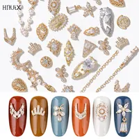 1 Pieces 3D Metal Zircon Nail Art Jewelry Japanese Pearl Pendant Decorations Top Quality Crystal Manicure Diamond Charms 2