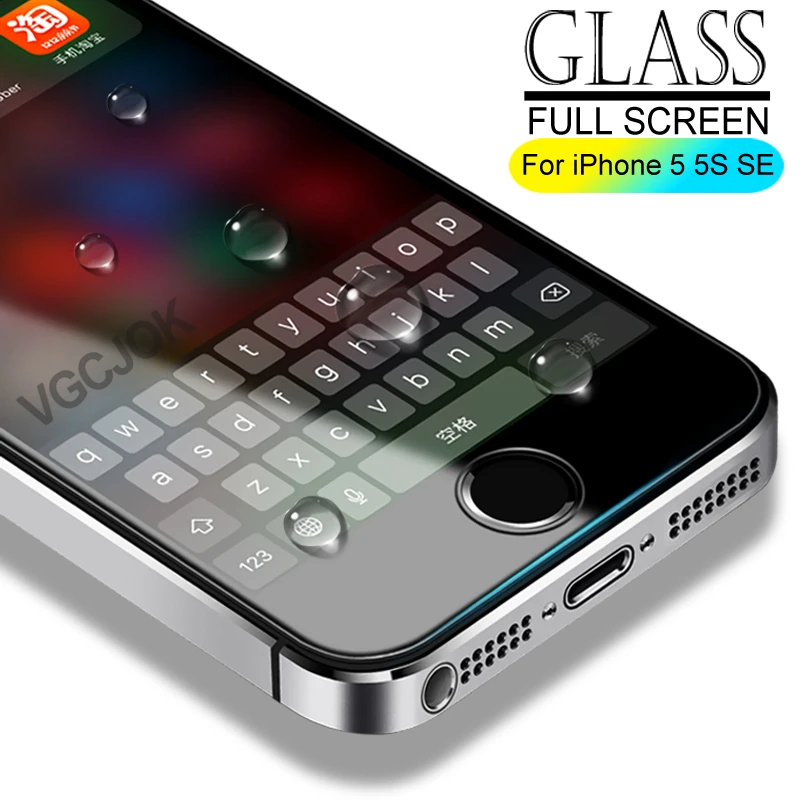 

VGCJOK 9H Glass On The For iPhone 5S 5 SE Screen Protector Full Cover For Apple iphone SE 4S 5S 5C Tempered Protective Glas Film