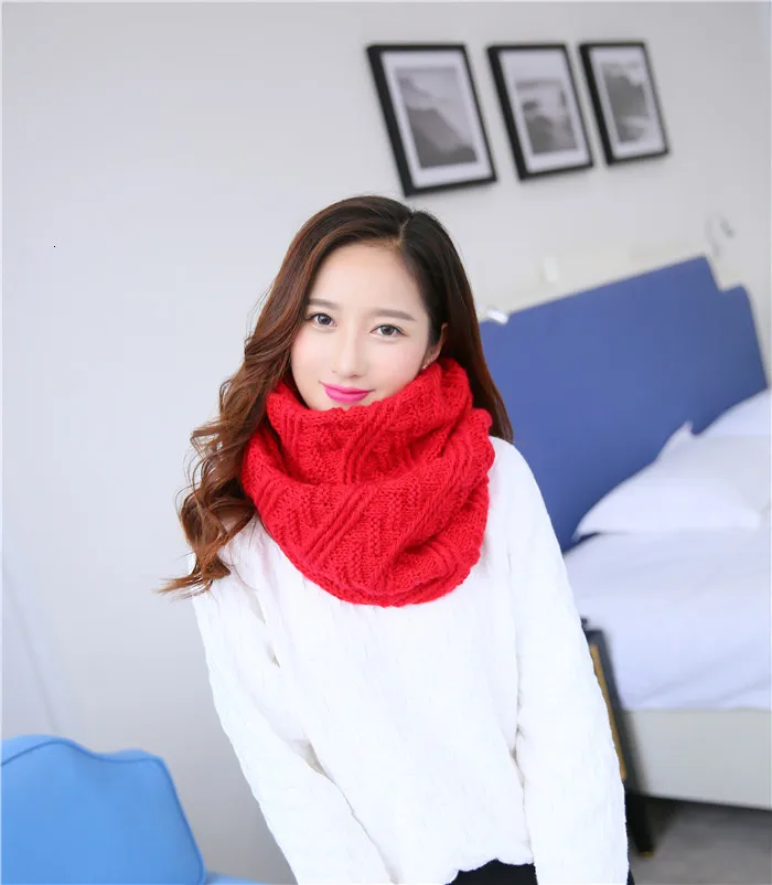 Модный женский вязанный шарф из пашмины зимний сохраняющий тепло кашемировый мягкий шарф платок вязаная одежда корейский стиль кольца шарфы