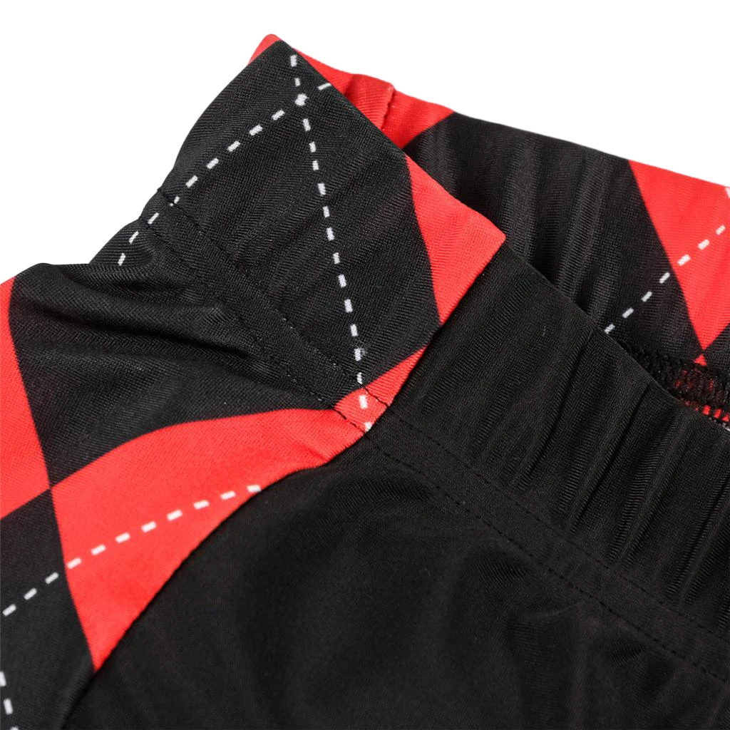 Comfortable 80% Polyester + 20% Spandex Black and Red Grid Summer Cycling Shorts for Outdoor Sports