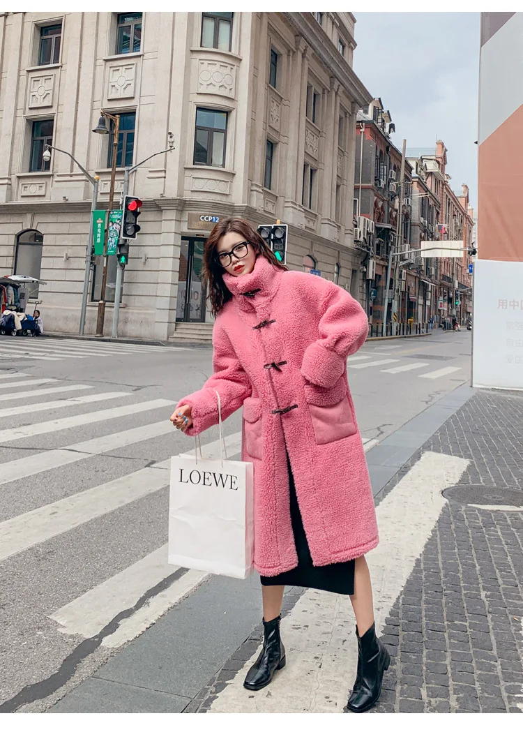 Photo Shoot Lambs Wool Coat Women's Mid-length Toggle Loose-Fit Korean-style Western Style New Style Autumn And Winter Retro Hon