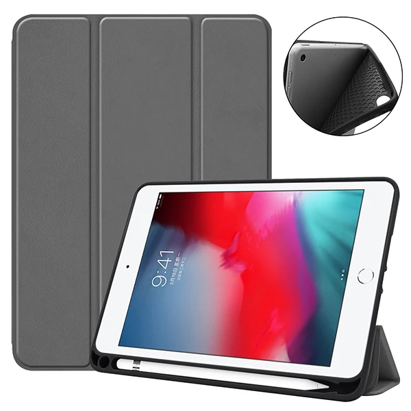 Из искусственной кожи чехол для Apple iPad mini 5 7,9 планшет с подставкой класса премиум крышка чехол для iPad mini 4+ подарки - Цвет: gray  pen slot