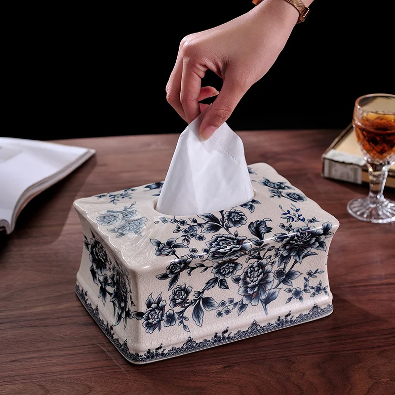 White porcelain tissue box cover Clearance