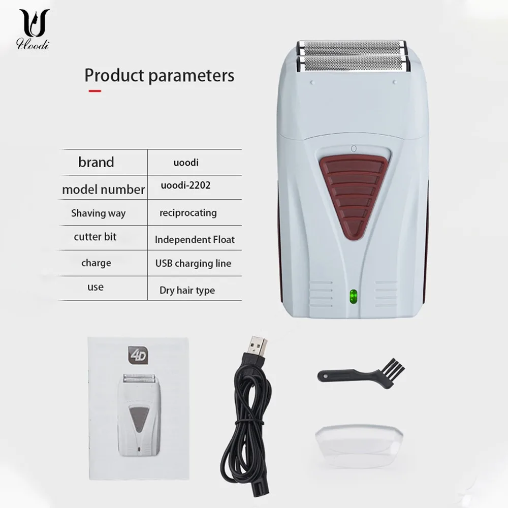 

Barber Finish Electric Shaver for Men USB Cordless Rechargeable Beard Razor Reciprocating Foil Mesh Shaving Machine