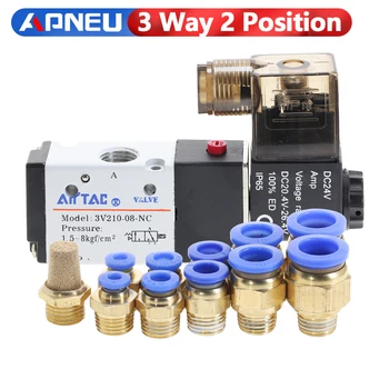 

Pneumatic Fittings 3 Way 2 Position Air Directional Control Solenoid Valve 3V210-08 DC12V DC24V AC110V AC220V Muffler