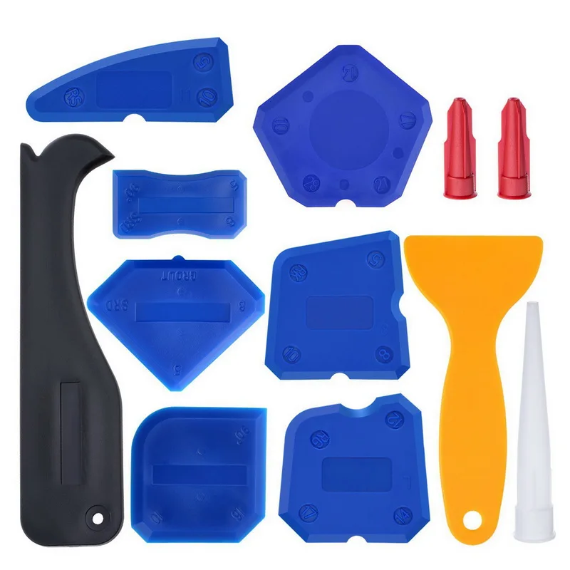 12pc blue Силиконовый герметик Рассекатель Шпатель скребок для двери герметик набор инструментов силиконовый герметик инструмент окна герметик отделка герметик затирка - Цвет: 12pc blue