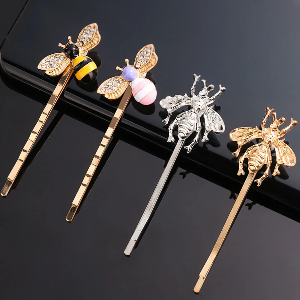 Hair Clips Hair Accessories Women Fashion Style Girl Exquisite Gold Bee Hairpin Side Clip Elegant Hair Clips Barrettes Sweet Headwear Hair Accessories