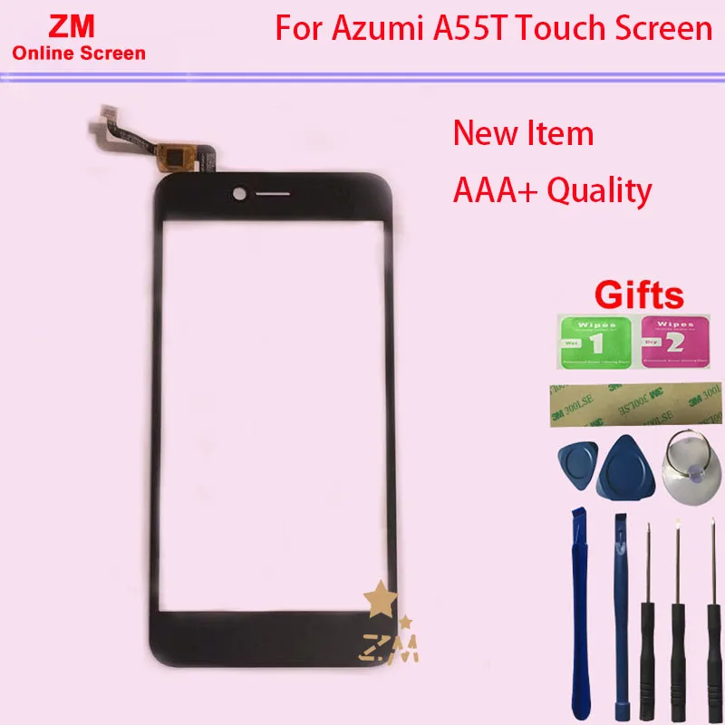Touch Screen Black RYKKZ для Azumi A55T Сенсорный экран Сенсор Замена с инструментами+ 3 М Стикеры - Цвет: Touch Screen Black