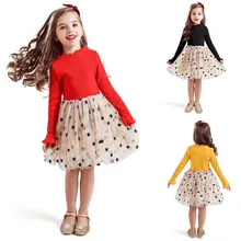 Зимняя одежда для девочек, платья для детей, платье-пачка принцессы для дня рождения, детская повседневная одежда платья с длинными рукавами для девочек 3 4 5 От 7 до 8 лет