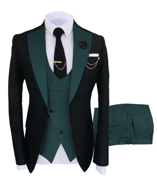 Latest Groom Wear Slim Fit High Quality Wedding Dress Business Suits Prom Party Suits Three Pieces Suit(Jacket+Vest+Pants)