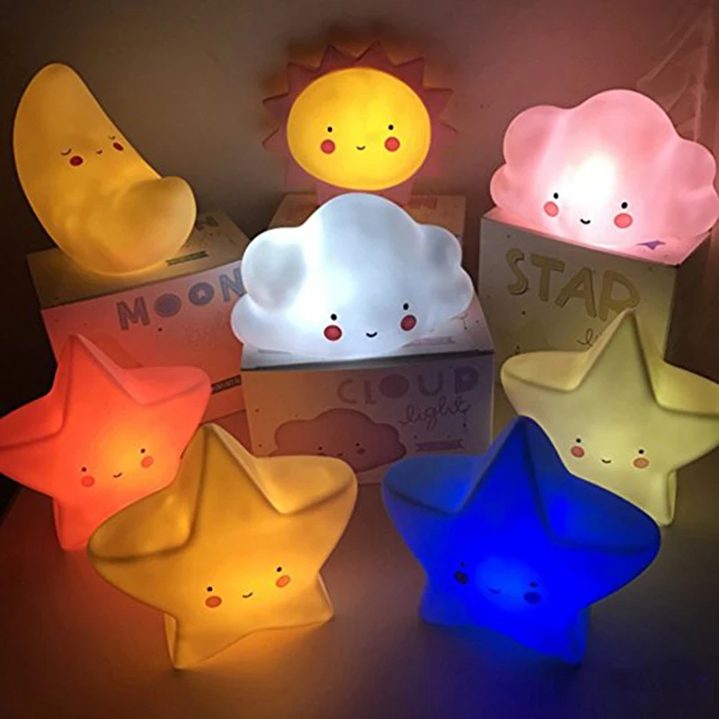 

Cartoon INS Nordic Style Unicorn Cloud Star Sun Moon Children Room Sleeping Nightlight Tabatha School Opening Gift Party Supply