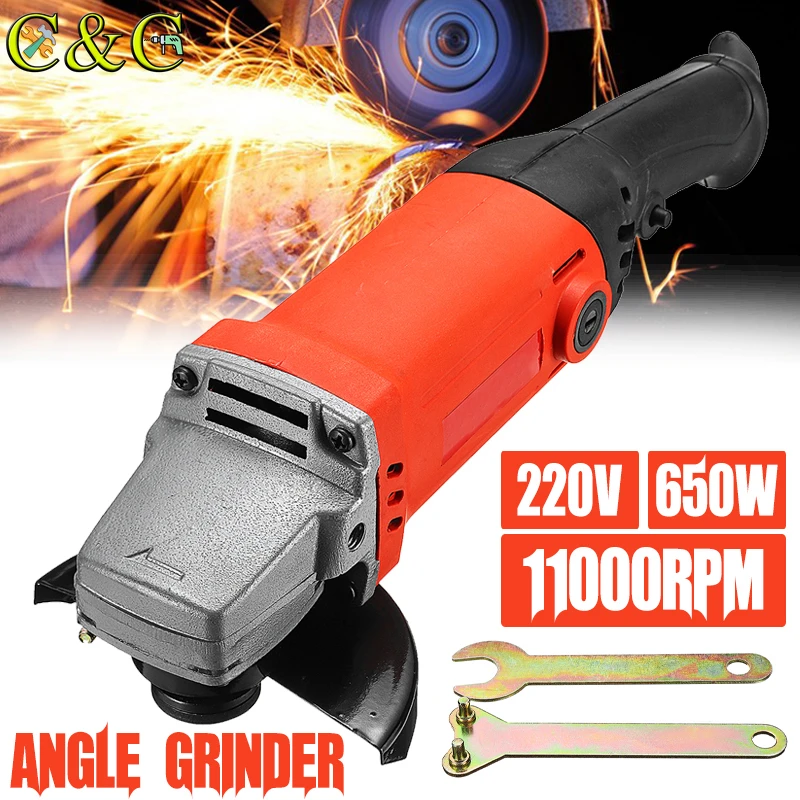 

650W Electric Angle Grinder Polishing Polisher Grinding Cutting Tool 11000 rpm with 2 Wrench