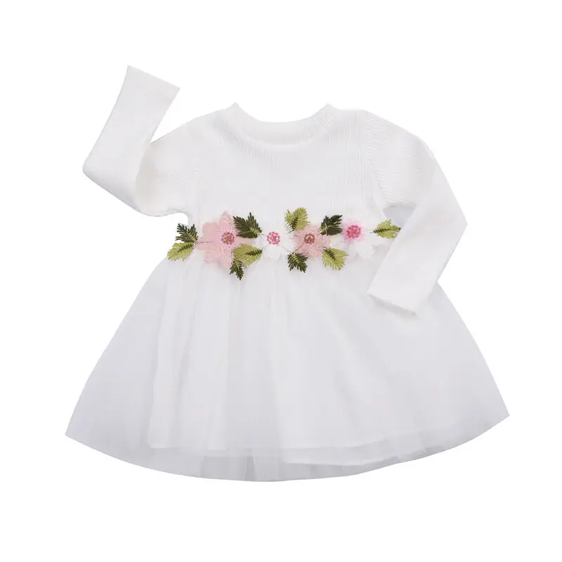 3Colors-1Pcs Baby Girls Dress Cute Flower Birthday Party Princess Pageant Prom Dress 3M-3Y