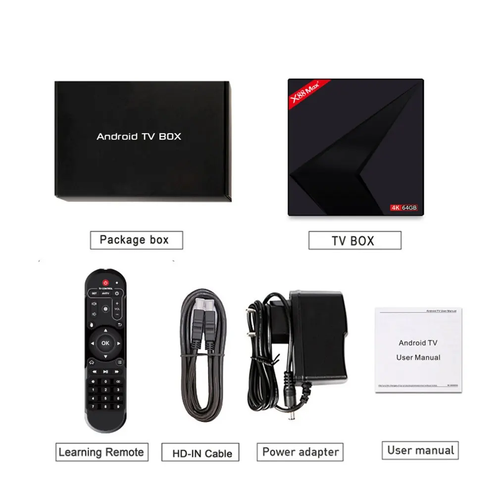 

Android 9.0 TV Box 4GB RAM 64GB ROM X88 MAX PLUS RK3328 Quad Core TYPE-C 2.4G/5Ghz Dual WiFi BT4.0 4K Smart Set Top Box PK 8.1