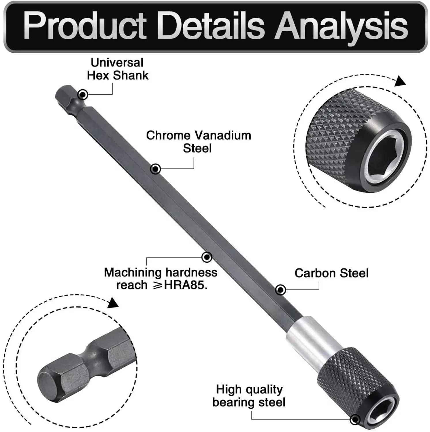 1/4 Inch Hex Shank Quick Release Screwdriver Bit Holder Extension Bar 60mm 100mm 150mm