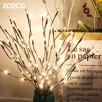 

2018 New 20 LEDs Branches Light Fairy Night Light Willow Twig Branch Battery Powered For Romantic Home Room Decor Drop Ship