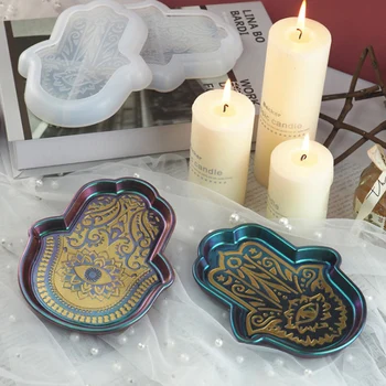 

Silicone Crystal Epoxy Resin Hand Palms Dishes Mold DIY Hand of Fatima Mold Eye of God Mould J55