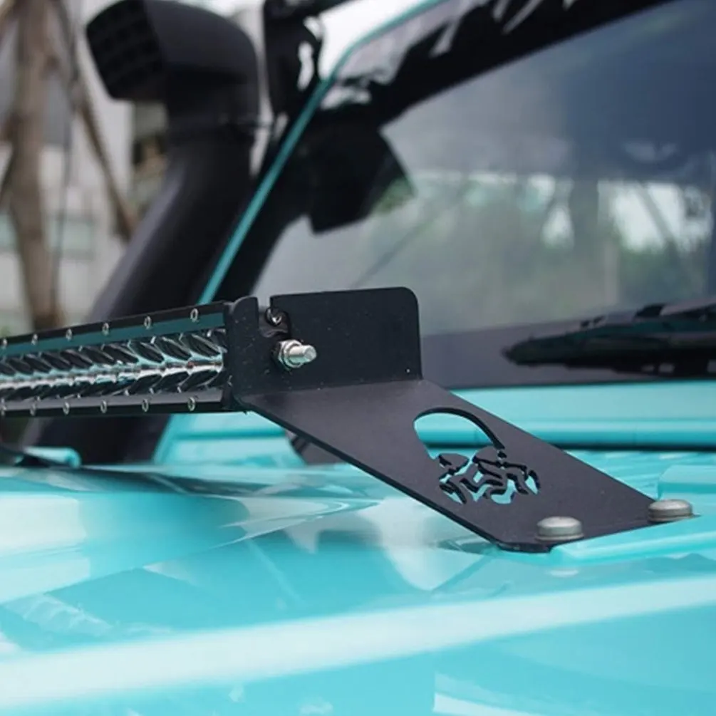 Для 2007-UP Jeep Wrangler JK светодиодный свет бар ЧЕРЕП КАПОТ монтажные кронштейны подходит 20-2" прямой светодиодный рабочий свет бар