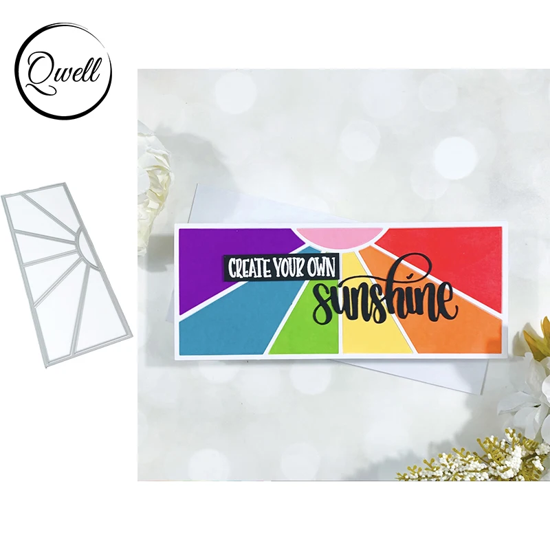 

QWELL Slimline Sunshine Rectangular Frame Metal Cutting Dies Set Craft Paper Cards Making Template DIY Scrapbooking 2020 New