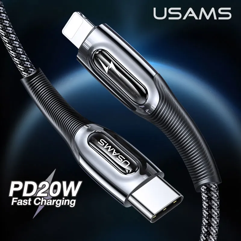 Usams Pd w Type C To Lightning Cable For Iphone 12 Mini Pro Max 11 Max Pro 8 Pd 18w w Fast Usb C Charging Data Cable For Macbook Pro