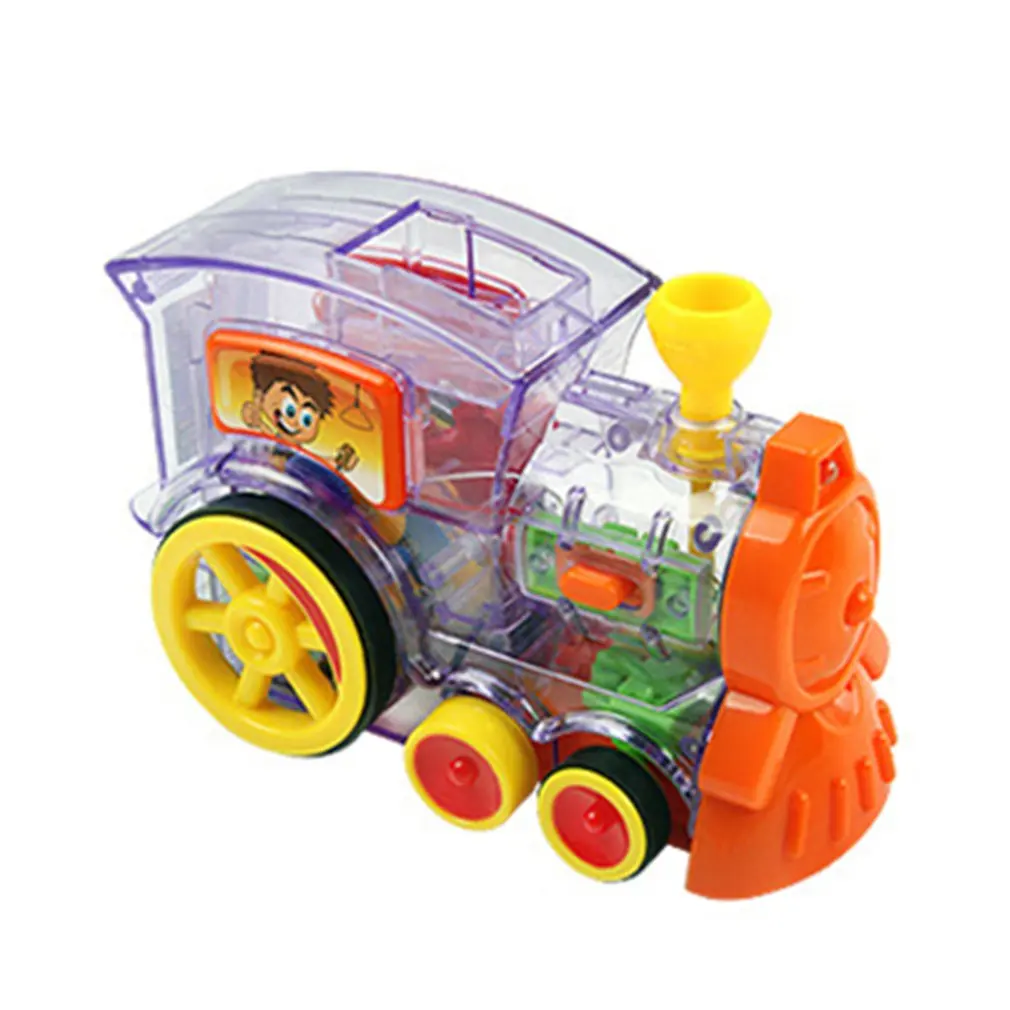 Электрический поезд домино модель автомобиля со звуком светильник музыка домино блоки наборы волшебный автоматический набор красочные игры игрушки