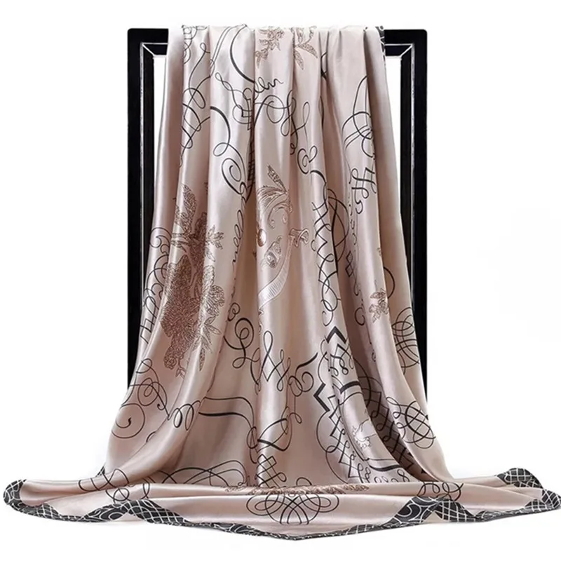 Шелковые шарфы Foulard 90*90 см квадратная голова хиджаб шарф Женский шифон шаль Бандана обертывание глушитель парео - Цвет: 46
