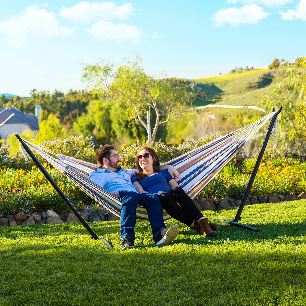 

200KG Load 2 Adults Double Hammock Set Quilted hammock Swing Hanging Chair Furniture with Accessories